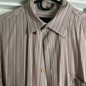 White & Red Striped Bugatchi Dress Shirt